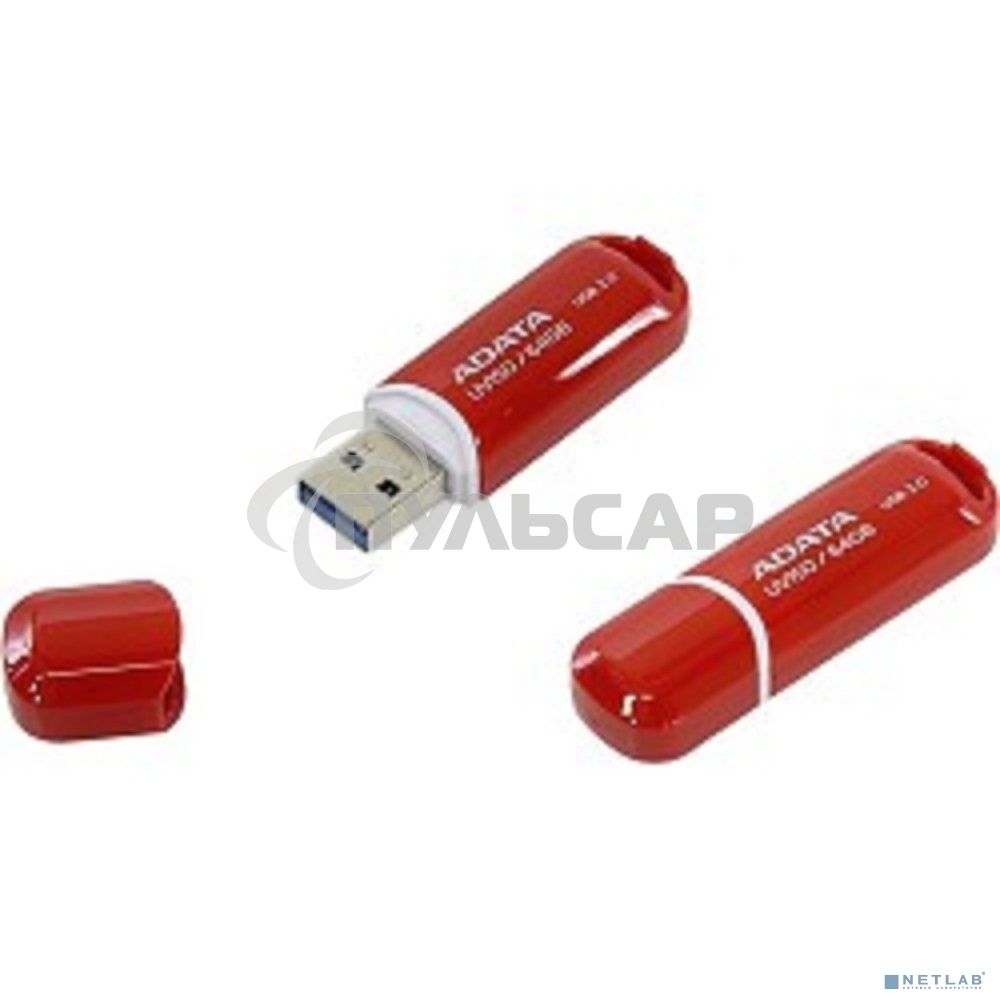 Флешка USB ADATA UV150 (AUV150-64G-RRD), 64 Gb, USB 3.0, R/W 100/30, красный
