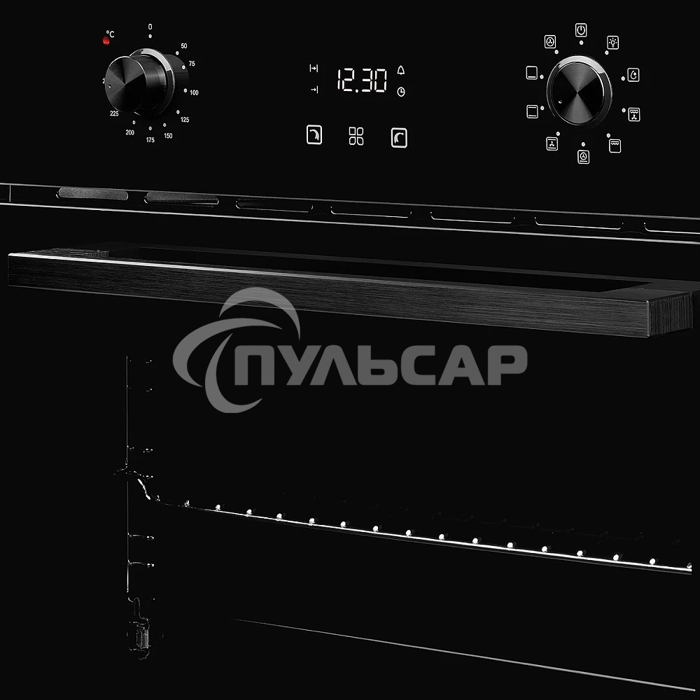 Встраиваемый электрический духовой шкаф MONSHER MOE 6092 Noir, 9 режимов: Традиционный нагрев, Макси-Гриль, Макси-Гриль с конвекцией, Нижний нагрев, Разморозка, Традиционный нагрев с конвекцией, Режим подсветка, Конвекция, Режим пицца, утапливаемые поворо