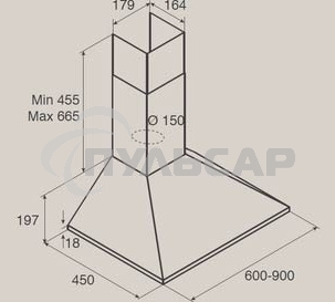 Вытяжка купольная Jet Air GAIA IX/A/90 / 650 куб.м., кнопочное управление, нержавеющая сталь