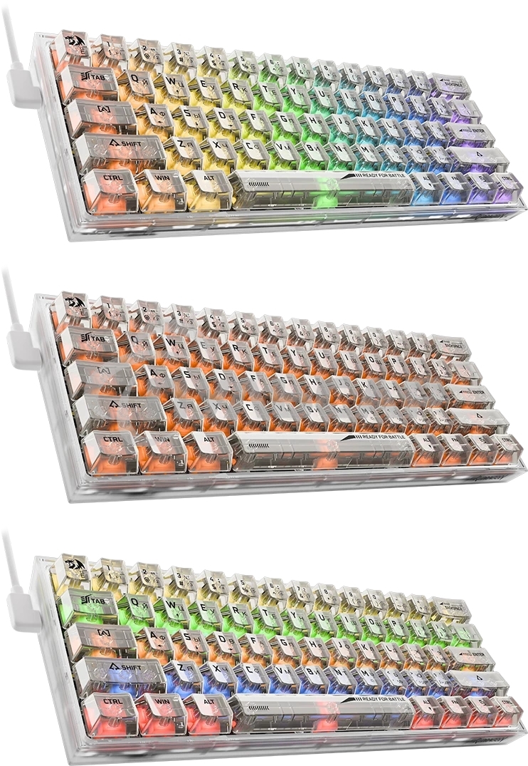 Клавиатура проводная игровая Redragon Fizz прозрачно-белая (USB,+ICE, 61 кл., RGB подсветка)