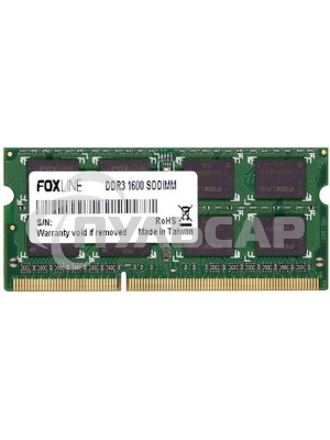 Оперативная память Foxline, DDR3, 8Gb, (1x8 Gb,), 1600 MHz, CL11, SO-DIMM