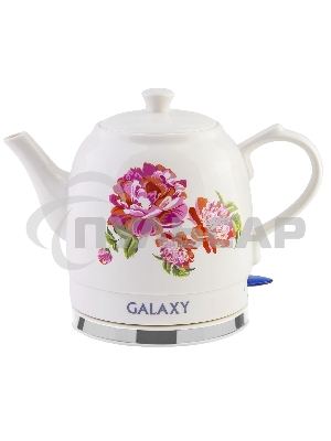Чайник электрический Galaxy Line GL 0503, белый, керамический корпус, 1400 Вт, 1,4 л, индикатор работы, указатель максимального уровня воды