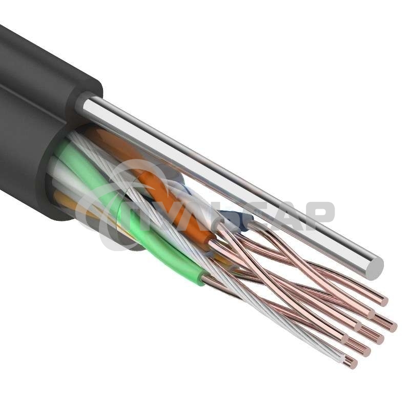 Кабель витая пара F/UTP, категория 5e, PE, 4PR, 24AWG, внешний, черный, с тросом