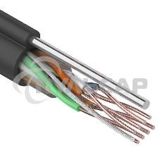 Кабель витая пара F/UTP, категория 5e, PE, 4PR, 24AWG, внешний, черный, с тросом Кабель витая пара F/UTP, категория 5e, PE, 4PR, 24AWG, внешний, черный, с тросом