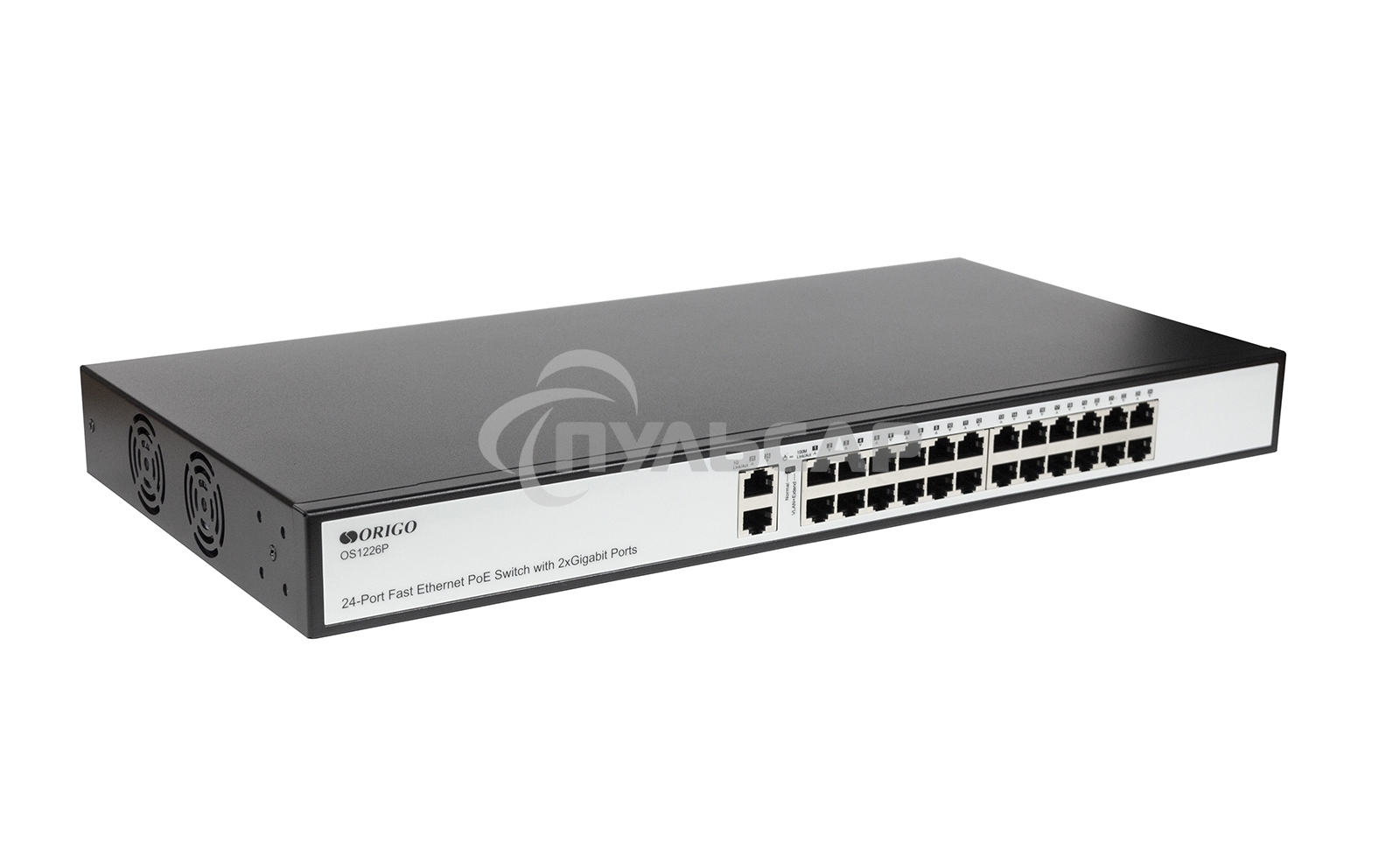 Неуправляемый PoE-коммутатор ORIGO OS1226P/285W/A1A 24x100Base-TX PoE+, 2x1000Base-T, PoE-бюджет 285 Вт, корпус металл