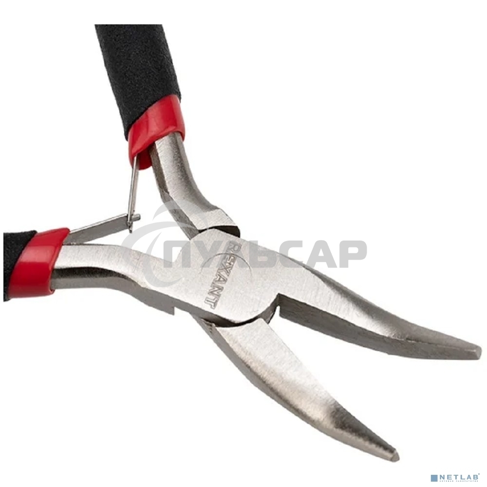 Тонкогубцы изогнутые Rexant Мини 120 мм никелированные, авторазжим, обливные рукоятки