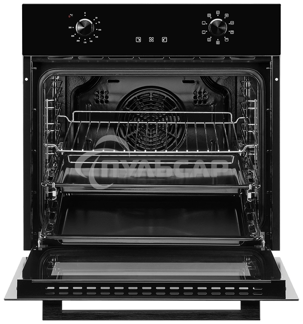 Встраиваемый электрический духовой шкаф MONSHER MOE 6092 Noir, 9 режимов: Традиционный нагрев, Макси-Гриль, Макси-Гриль с конвекцией, Нижний нагрев, Разморозка, Традиционный нагрев с конвекцией, Режим подсветка, Конвекция, Режим пицца, утапливаемые поворо