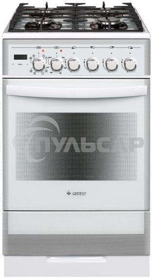 Плита комбинированная Gefest ПГЭ 5502-03 0042 белый, конфорок 4 газовых, духовка 55 л, 50 см x 85 см x 58.5 см