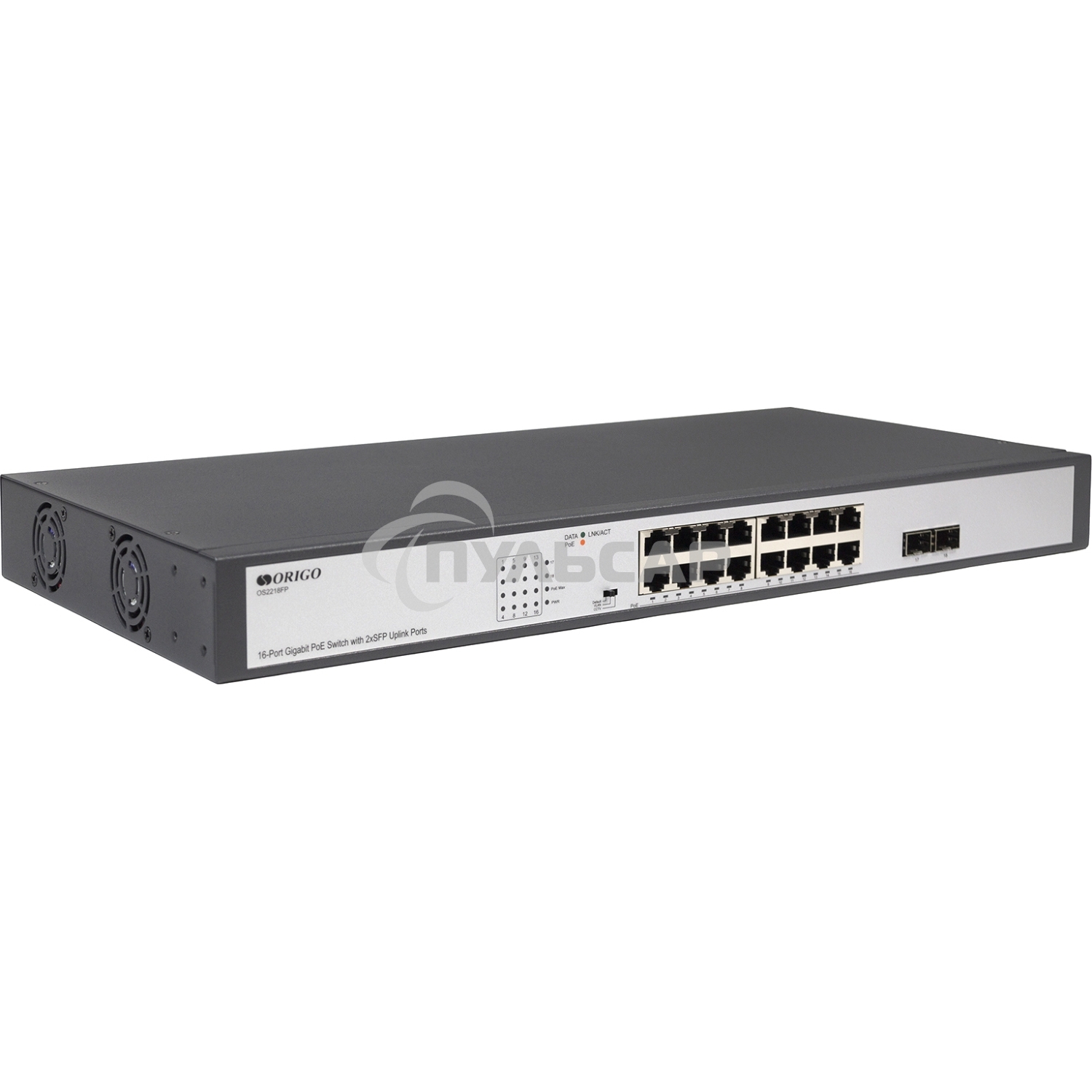 Коммутатор Unmanaged Switch 16x1000Base-T PoE, 2x1000Base-X SFP, PoE Budget 200W, Long-range PoE up to 250m, 19