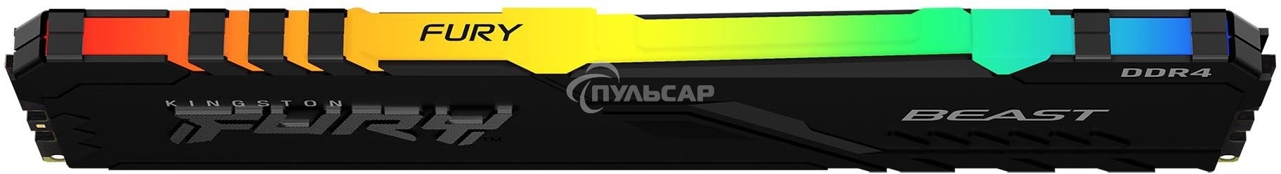 Оперативная память Kingston Fury Beast, DDR4, 32Gb (2x16Gb), 3200MHz, CL16, DIMM, с радиатором, RGB, черный