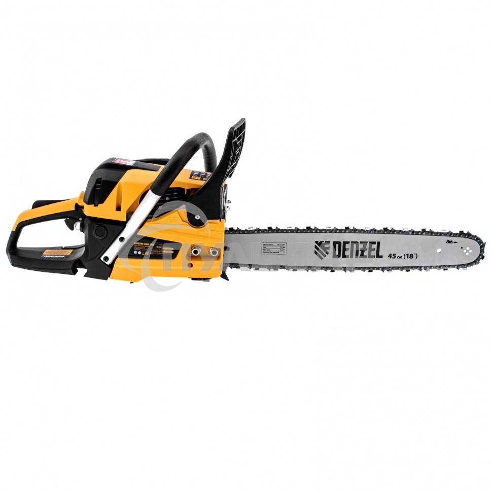 Пила цепная бензиновая DS-5218, шина 45 см, 52см3, 3 л.с., шаг 0,325, паз 1,5 мм, 72 зв Denzel