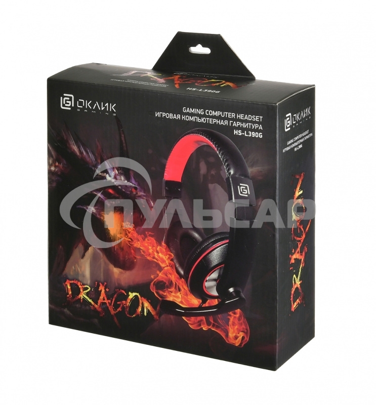 Гарнитура Oklick HS-L390G DRAGON black/red 1.8m (JD-728S)