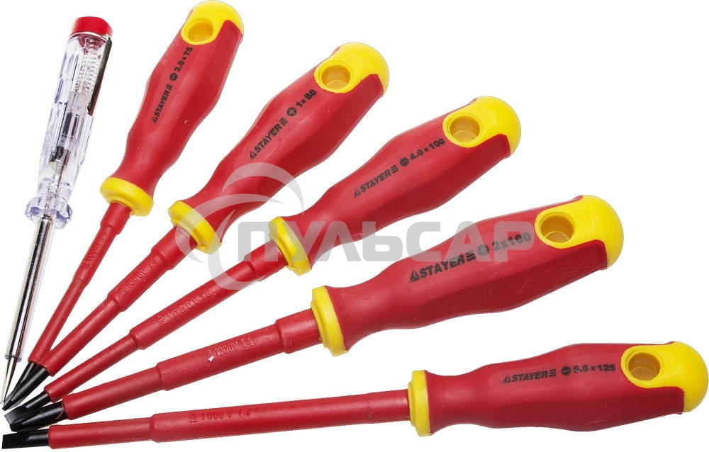 Набор STAYER PROFI ELECTRO 25145-H6_z01диэлектрические. тестер. 100-250В. Cr-V. 6шт