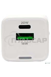 Зарядное устройство Cablexpert MP3A-PC-61, 20Вт GaN, 3А, QC4.0/PD, 1xUSB, 1xType-C, белый, пакет