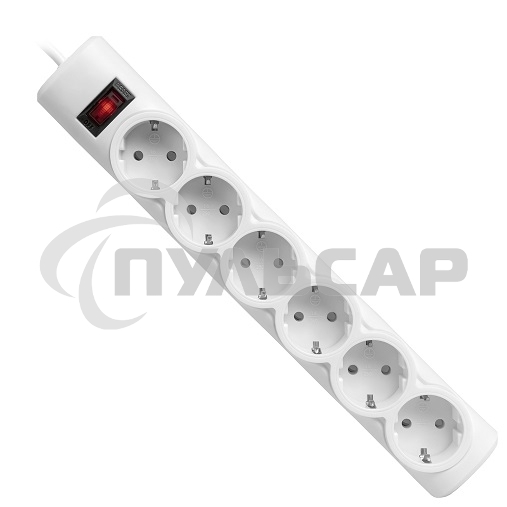 Сетевой фильтр Defender DFS 155 5.0 m, 6 розеток, белый