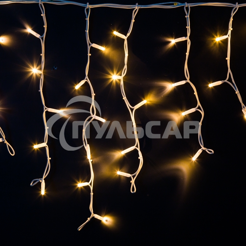 Гирлянда Neon-night Айсикл (Бахрома) светодиодная 5х0,7 м, 152 LED, белый провод каучук, теплое белое свечение