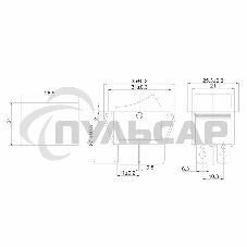 Выключатель клавишный 250V 20А (4с) ON-OFF красный с подсветкой Rexant