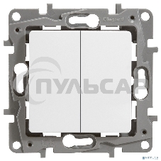 Переключатель 2-клавишный, 10AX, бел. ETIKA 