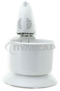 Миксер SUPRA MXS-530 с чашей. 500 Вт. Режим Турбо. 5 скоростей. Две насадки: для взбивания яиц и крема и для замеса тяжелого теста. белый