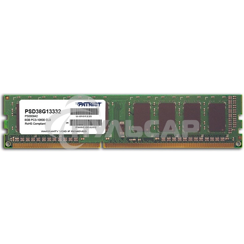 Оперативная память Patriot, DDR3, 8Gb, (1x8 Gb,), 1333 MHz, CL9, DIMM