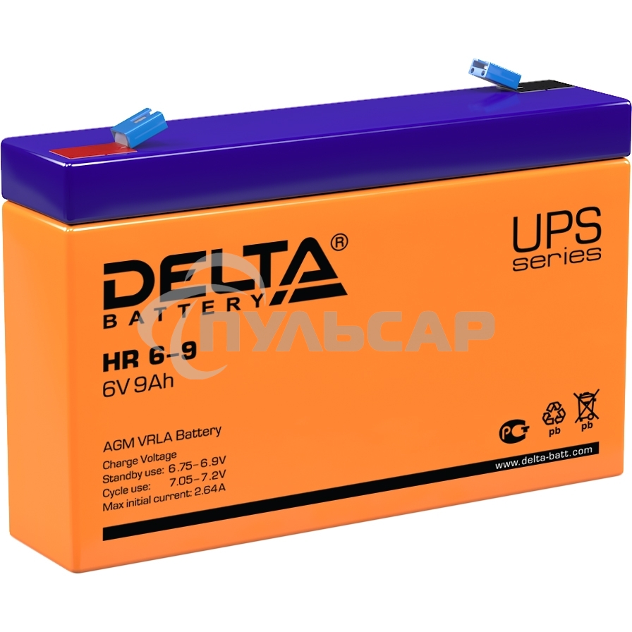 Батарея Delta HR 6-9 (634W) (6V, 9Ah)