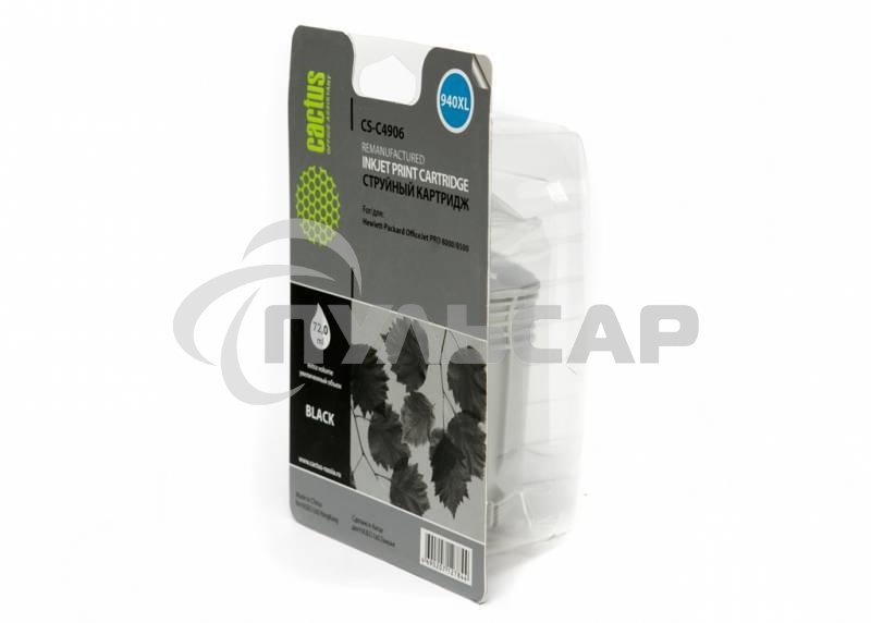 Картридж струйный Cactus CS-C4906 №940 черный (72 ml) для HP OfficeJet PRO 8000/8500
