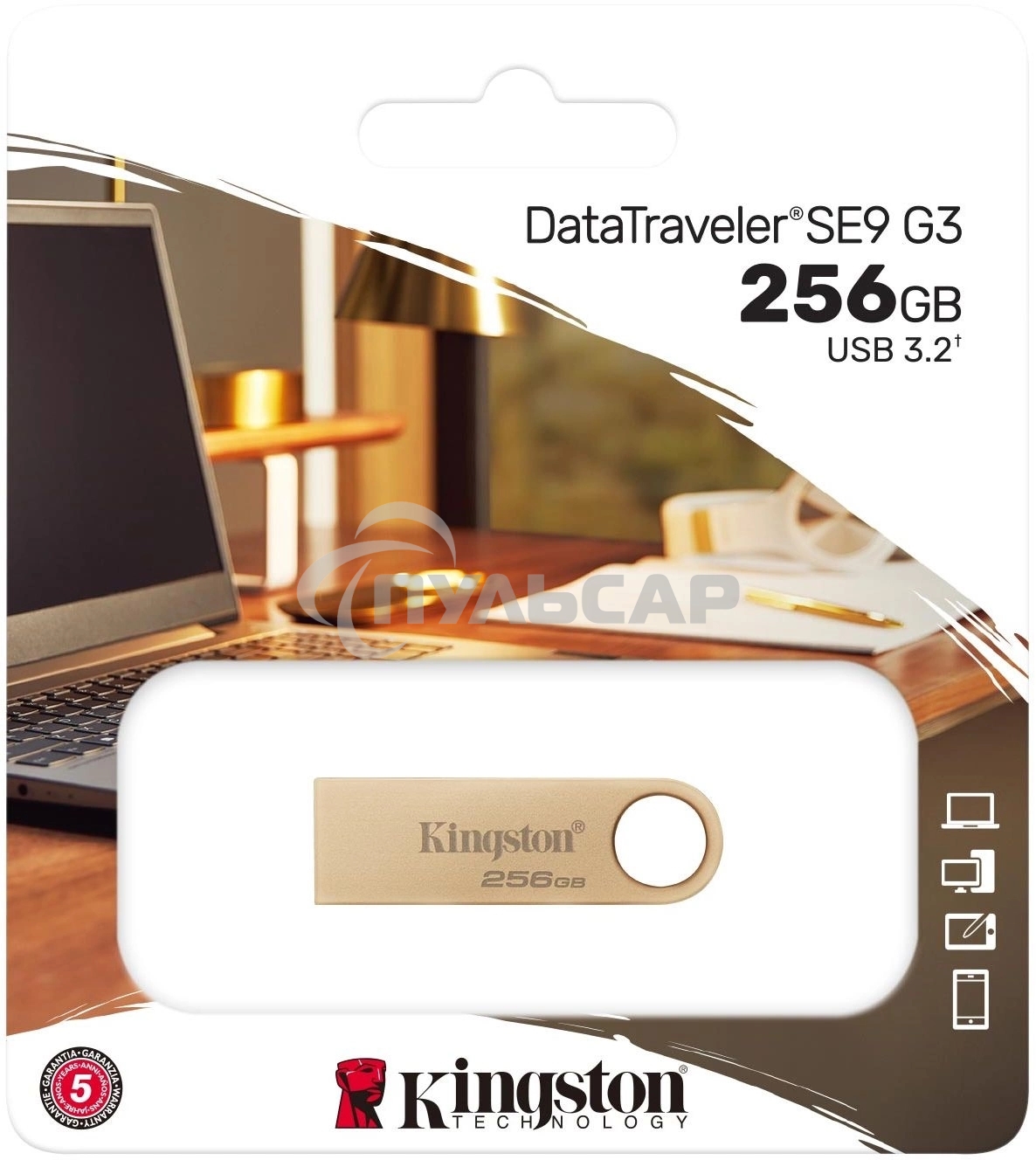 Флешка USB Kingston 256 Gb DataTraveler SE9 DTSE9G3/256 Gb USB 3.0 серебристый