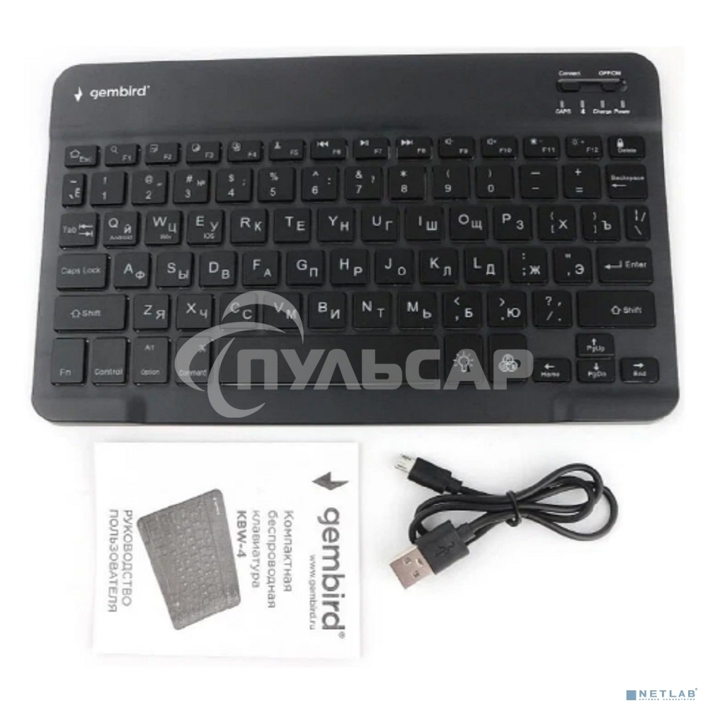 Клавиатура беспроводная Gembird KBW-4N, 78 кл., Bluetooth, ножн.тип клавиш, ультратонкая