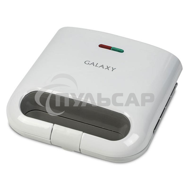Сэндвич-тостер Galaxy Line GL 2962, белый, с несъемными пластинами, 800 Вт, индикаторы нагрева и сети, антипригарное покрытие рабочей поверхности, теплоизолированный корпус, прорезиненные ножки, препятствующие скольжению