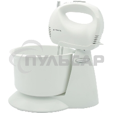 Миксер SUPRA MXS-530 с чашей. 500 Вт. Режим Турбо. 5 скоростей. Две насадки: для взбивания яиц и крема и для замеса тяжелого теста. белый