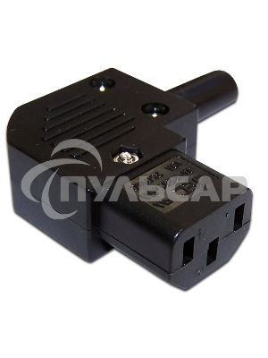 Вилка IEC 60320 C13, 10A, 250V, угловая, разборная, черная