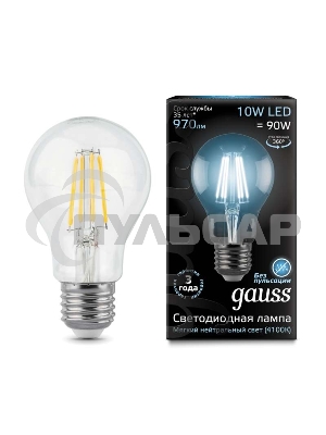 Лампа светодиодная Gauss Filament А60 E27 10Вт 4100К