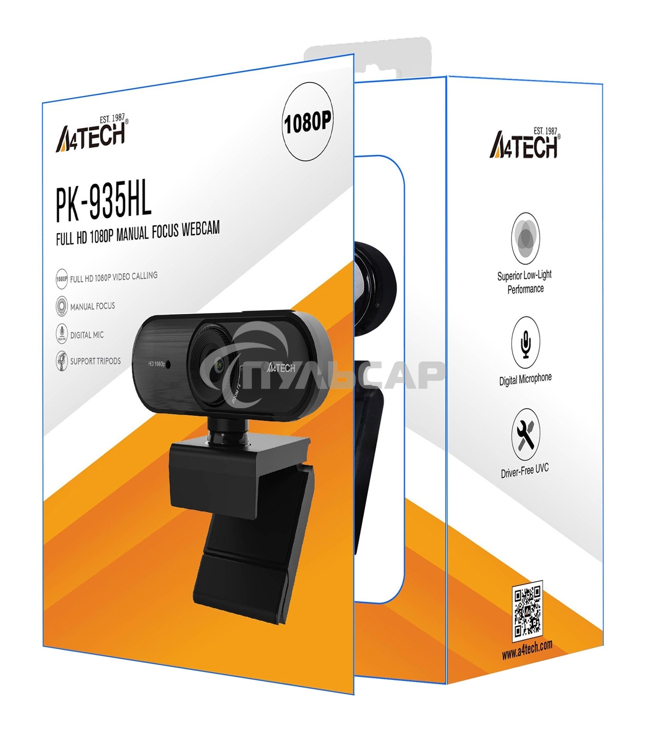 Веб-камера A4 PK-935HL черный 2Mpix (1920x1080) USB2.0 с микрофоном