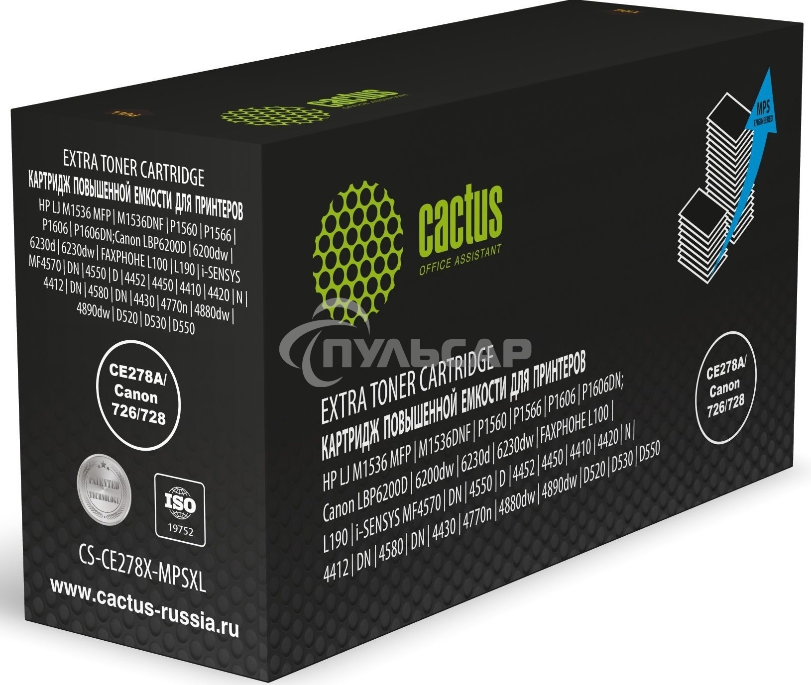 Картридж лазерный Cactus CS-CE278X-MPSXL CE278A/Canon 726/728 черный (8000стр.) для HP LJ M1536 MFP/M1536DNF/P1560/P1566/P1606/P1606DN;Canon LBP6200D/6200dw/6230d/6230dw/FAXPHOHE L100/L190/i-SENSYS MF4570/DN/4550/D/4452/4450/4410/4420/N/4412/DN/4580/DN/44