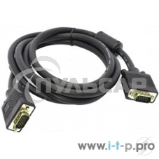 Кабель монитор - SVGA card (15M -15M) 3м 2 фильтра ExeGate позолоченные контакты, экранирование