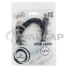 Кабель USB2.0 Pro Cablexpert CCP-USB2-AMAM-6, AM/AM, 1.8м, экран, черный, пакет