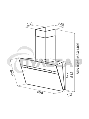 Вытяжка каминная JET AIR VIKI WH/A/90 / Декоративный дизайн, 90 см, 1200 куб.м., сенсорное управление, белая