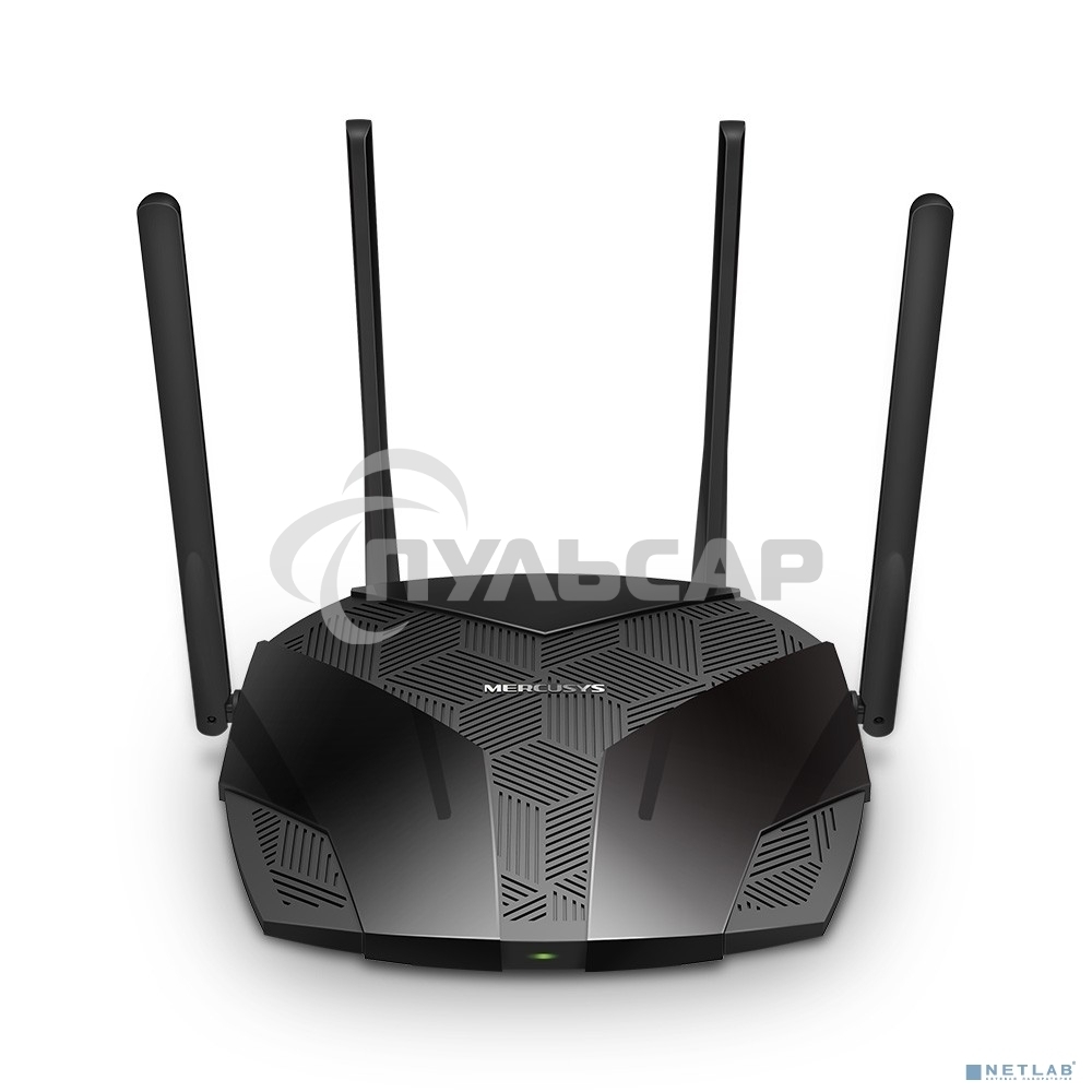 Двухдиапазонный роутер MERCUSYS AX3000 Wi-Fi 6, до 574 Мбит/с на 2,4 ГГц + до 2402 Мбит/с на 5 ГГц,4 фиксированные внешние антенны, 3 гигабитных порта LAN, 1 гигабитный порт WAN
