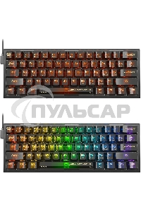 Клавиатура проводная игровая Redragon Fizz прозрачно-черная (USB, +ICE, 61 кл., RGB подсветка)