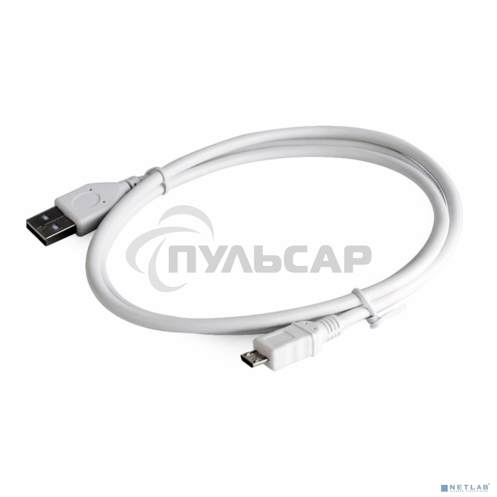 Кабель Gembird/Cablexpert CCP-mUSB2-AMBM-W-0.5M AM/microBM 5P, 0.5м, экран, белый, пакет