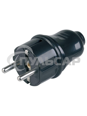 Вилка прямая ВПп10-02-Ст разборная с заземл. контактом 16А черный ИЭК EVP10-16-01-K02