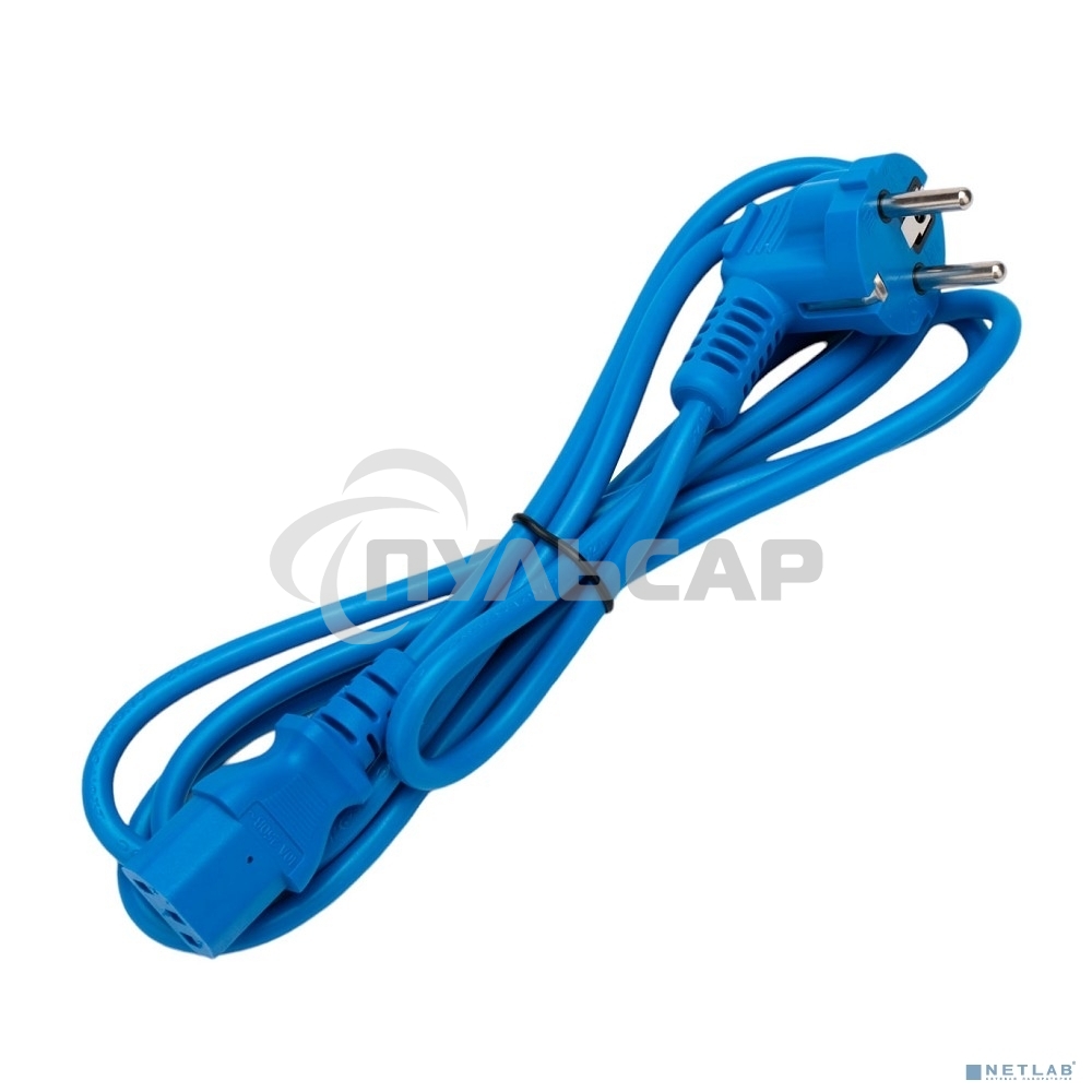Кабель питания Cablexpert Россия PC-186-VDE-B-1.8M, Schuko-C13, 3x0.75мм2, 10A, с заземлением, медь, 1.8м, синий, пакет
