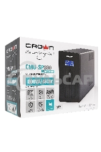 Источник бесперебойного питания CROWN Line Intractive CMU-800EURO LCD USB 800VA\480W, корпус металл, 1x12V/9AH, розетки 4*EURO+1*IEC bypass, трансформатор AVR 145-280V, LCD-дисплей, съемный кабель 1.2 м, порт RJ11/45, порт USB, защита: от перегрузки, от К