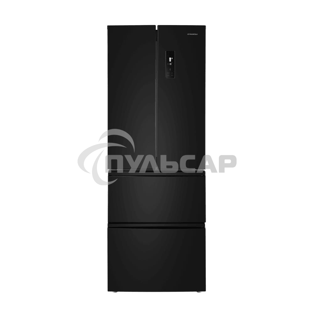 Холодильник Maunfeld MFF180NFBE01 черный трехкамерный 224/113л морозилка снизу, No Frost