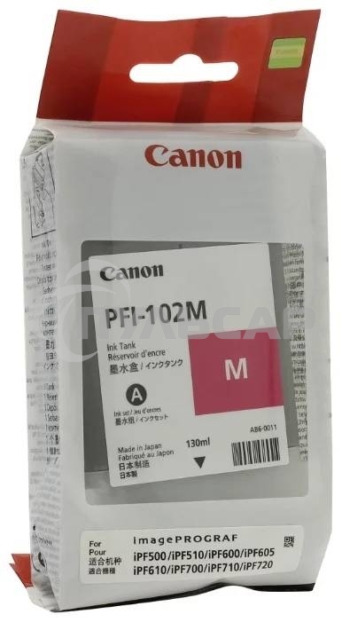 Картридж струйный Canon PFI-102M (0897B001) пурпурный (130 мл.) для Canon imagePROGRAF iPF605, iPF610., iPF650, iPF655, iPF710, iPF755, LP17, iPF510