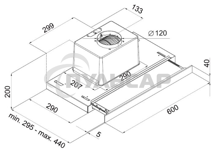 Вытяжка встраиваемая Maunfeld Ouse Touch Glass 60 черный, 60 см, 750 куб. м/ч, 48 дБ
