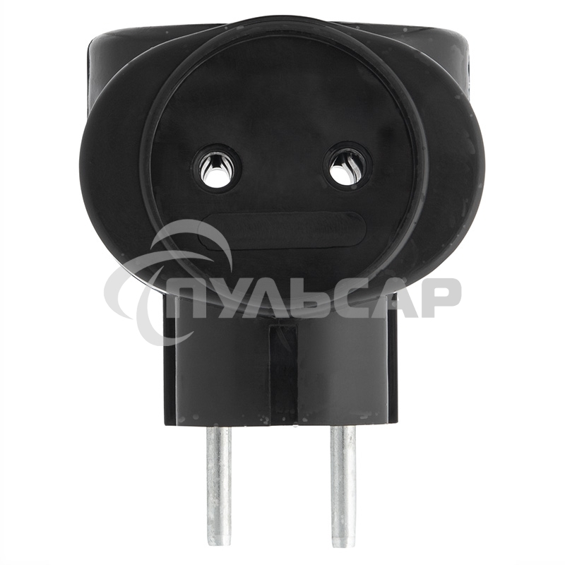 Тройник электрический биметалл 220 В 6 А черный Rexant