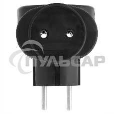 Тройник электрический биметалл 220 В 6 А черный Rexant