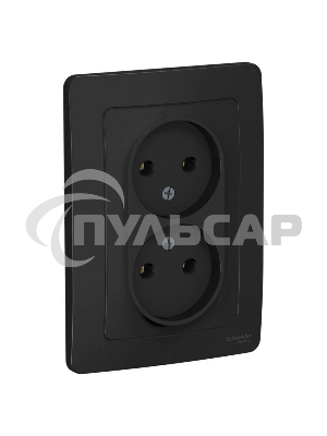 Розетка 2-м СП BLANCA 16А 250В без шторок без заземл. антрацит SchE BLNRS000026