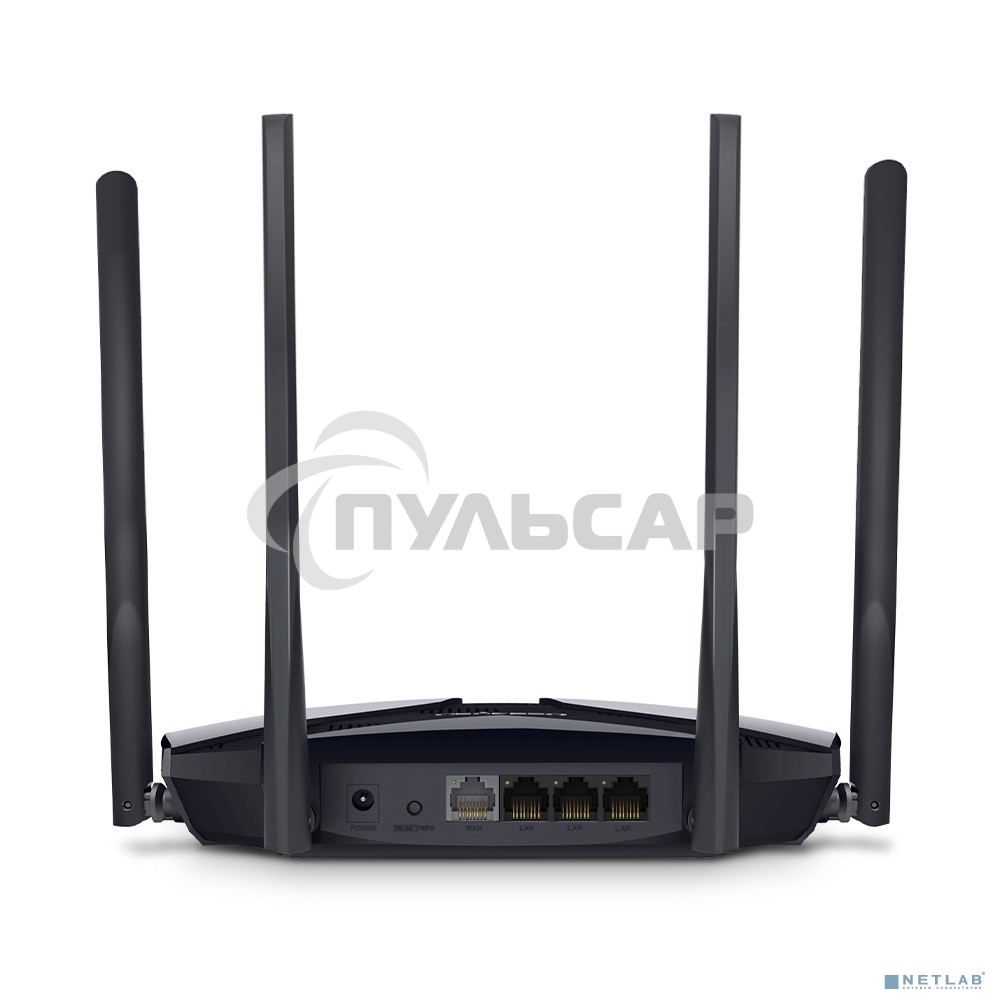 Двухдиапазонный роутер MERCUSYS AX3000 Wi-Fi 6, до 574 Мбит/с на 2,4 ГГц + до 2402 Мбит/с на 5 ГГц,4 фиксированные внешние антенны, 3 гигабитных порта LAN, 1 гигабитный порт WAN